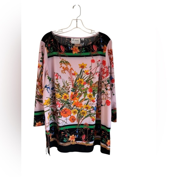 Linea by Louis Dell'Olio Multicolor Floral Blouse Size 20W Casual - Picture 3 of 10